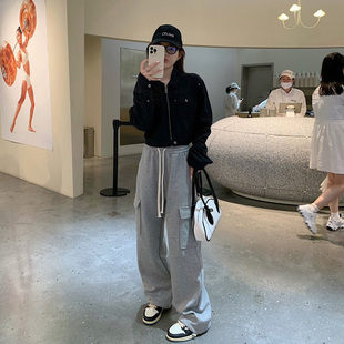 24秋款 裤 百搭松紧腰口袋设计工装 休闲运动裤 心头爱 女裤 工装