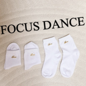 香港焦点拉丁袜舞蹈袜子比赛考级练功用儿童棉袜金属Logo定制2双