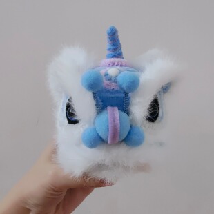 醒狮头文创成品佛山非遗龙狮文化扭扭棒蓝色南狮国潮创意礼物13cm