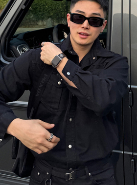 韩国正品2025春季青年男士宽松休闲长袖衬衫水洗百搭上衣VIVA