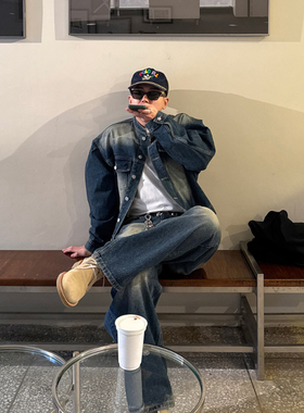 VIVA韩国正品2025春季青年男士水洗牛仔衣短款显高蓝色休闲夹克男