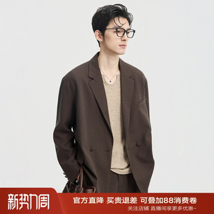 平驳领双排扣单西外套 男士 伯爵卓尔26春季 高级感定织亚麻休闲西装