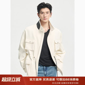 伯爵卓尔26年春季 收腰抽绳设计男宽松上衣 一手长翻领风衣外套工装