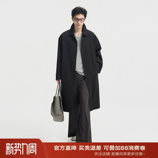 翻领设计风衣外套男士 时尚 宽松休闲百搭上衣 中长款 伯爵卓尔26春季