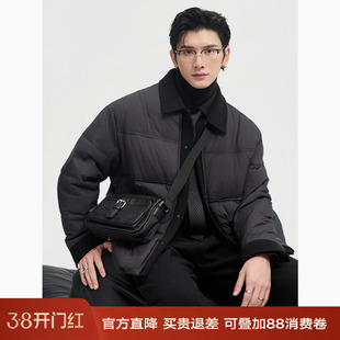 伯爵卓尔2025冬季高级感翻领轻薄羽绒服男短款撞色假两件保暖外套