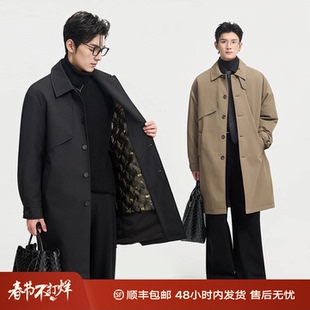 伯爵卓尔马肯翻领羽绒风衣男冬季中长款派克服可拆卸鹅绒内胆外套