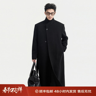 {垫肩立领设计}伯爵卓尔25冬季100全羊毛双面呢大衣外套过膝长款