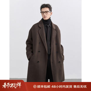 【全羊毛】伯爵卓尔男装手工双面羊毛呢大衣男中长款冬季保暖外套