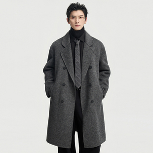 {进口匈牙利90鹅绒内胆}伯爵卓尔山羊绒双面羊毛呢大衣男冬季外套