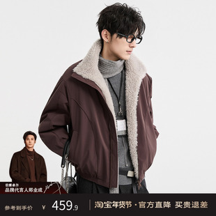 {美式复古风}伯爵卓尔25冬季座山雕毛绒领羽绒服短款男士保暖外套