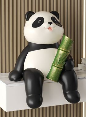大号熊猫摆件入户门口玄关家居客厅装饰品乔迁新居礼品形象店装饰