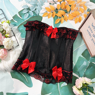 Y106 新品黑红缎面塑身宫廷美体束身上衣睡衣COS写真拍照大小码