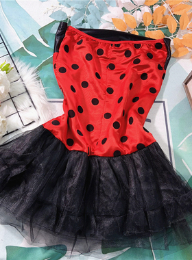 Y109 新品波点红色网纱裙摆裹胸式侧拉链女生短裙内搭写真拍照COS