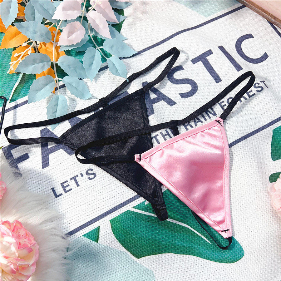 细带性感硬双层缎面内裤