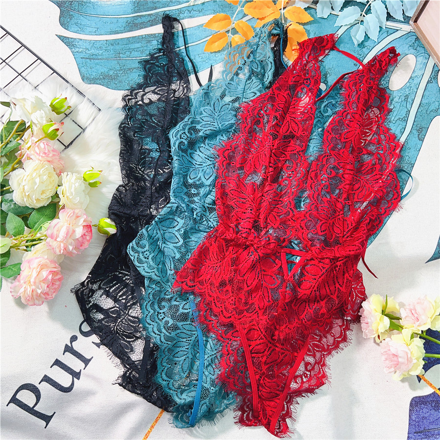 z236 新品蕾丝薄款露背性感连体衣小众内搭主播夜店女生cos写真