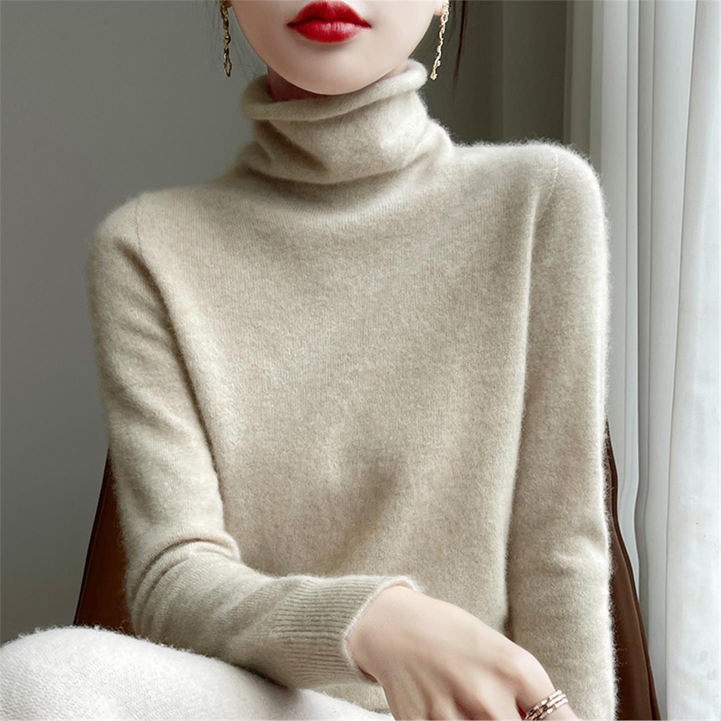 法式高端无袖一体堆堆领针织打底衫女2025秋冬新款高领保暖毛衣潮