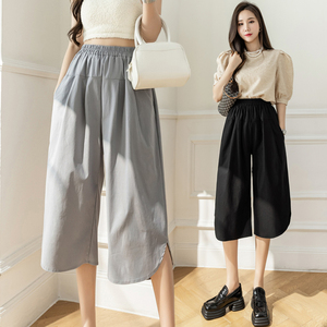 RM13061#夏季新款高腰直筒休闲裤宽松显瘦女夏季薄款阔腿七分裤潮