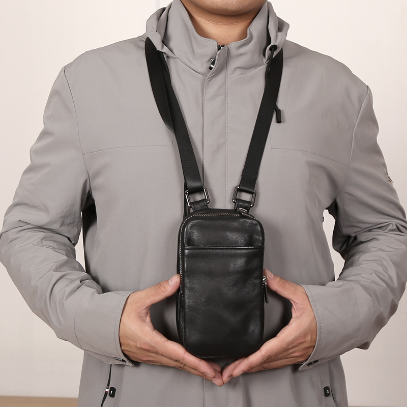 原创设计男士真皮手机包护照包 脖子挂包 牛皮单肩斜跨包 女款