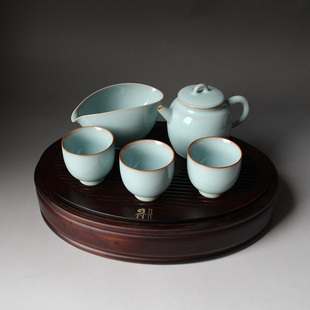 原产地原矿釉天青汝窑茶具礼盒套装公司商务会议礼品伴手礼