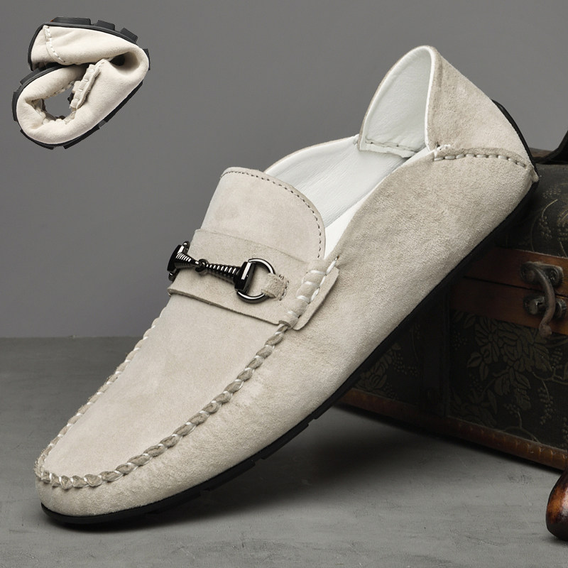 2026新款反绒皮男鞋大码豆豆鞋男45真皮46软底软皮一脚蹬休闲皮鞋,流行男鞋,乐福鞋（豆豆鞋）,淘宝优惠券,粉丝福利购,淘宝优惠卷