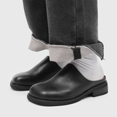 博肯鞋 穆勒鞋 男厚底包头半拖鞋 男懒人一脚蹬外穿无后跟休闲皮拖鞋