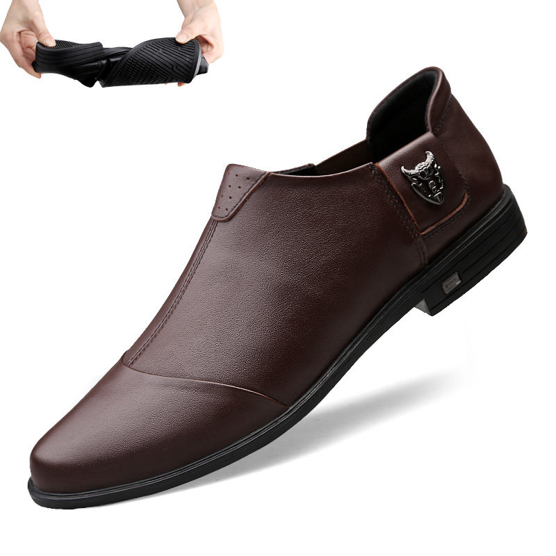 英伦男士休闲皮鞋男韩版真皮软底豆豆鞋子青年百搭潮鞋小码男鞋37