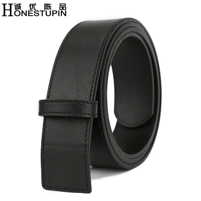 皮带男真皮不带头平滑扣板无扣头层纯牛皮带身无头腰带条打孔裤带