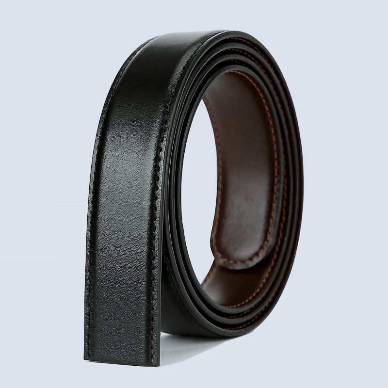 无头皮带男真皮腰带身光面皮条针扣平滑扣不带头双面牛皮2.9 3.4