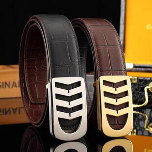 男士皮带真皮皮带鳄鱼纹腰带内扣不露尾百搭休闲男裤腰带牛皮裤带