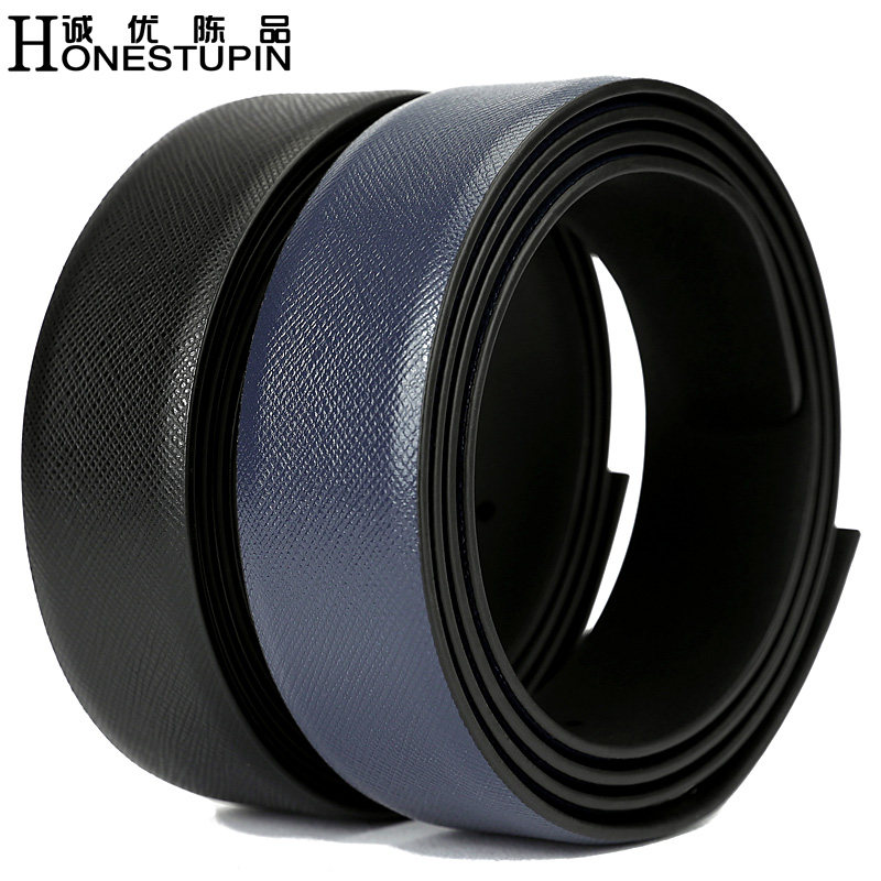 皮带男真皮不带头头层牛皮针扣平滑板扣腰带十字纹皮带身无头裤带