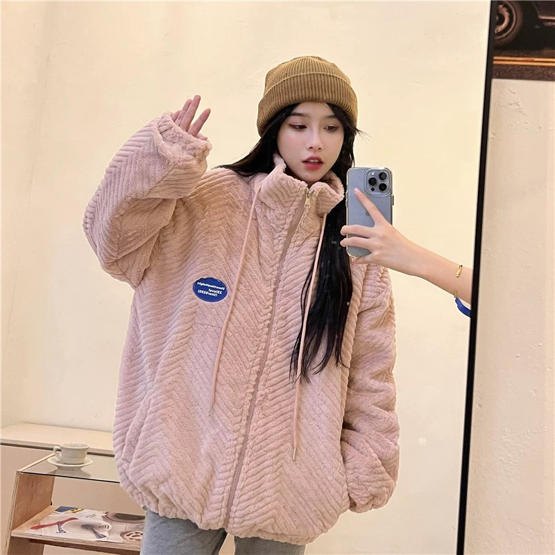 冬季新款立领仿兔毛皮草外套羊羔棉衣/棉服