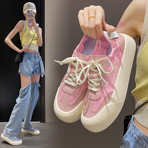 板鞋女2023夏季透气软底冰丝鞋芭蕾凉感运动休闲鞋增高小白鞋女