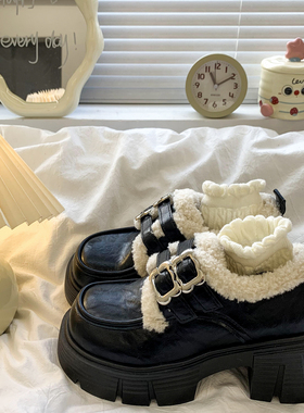 【小乐专享】厚底增高加绒玛丽珍小皮鞋K368064