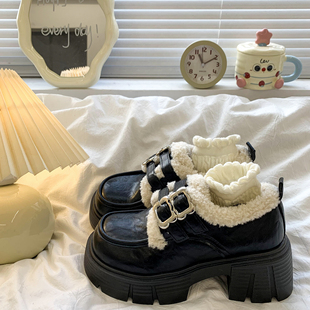 K368064 厚底增高加绒玛丽珍小皮鞋 小乐专享