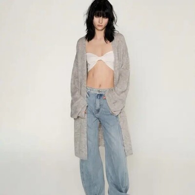 26早春新品 烫钻马海毛长开衫 SENSEAWEEK