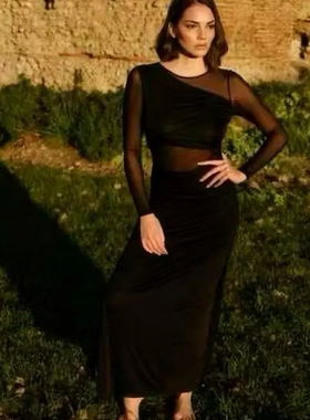 26SS LOUIS dress黑色针织丝绵连衣裙 瑞典Charlotta gandolfo