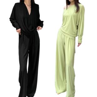 美国设计师CORA&WYNN垂感针织阔腿裤气质宽松长裤