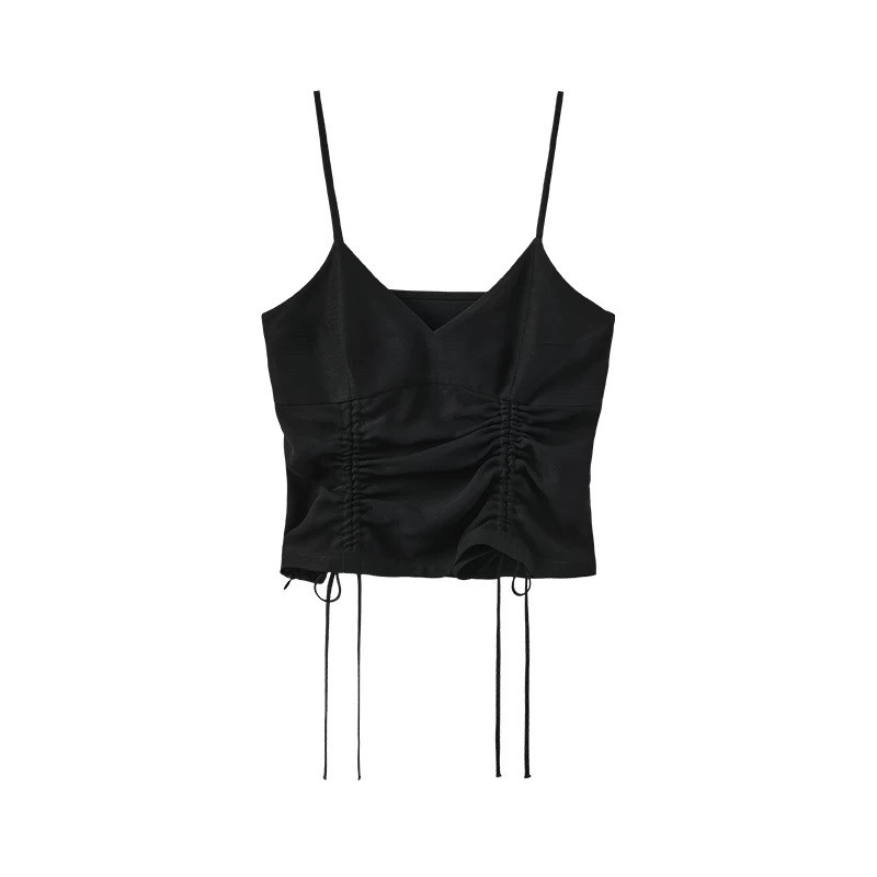 肌理醋酸抽褶吊带背心SENSEAWEEK