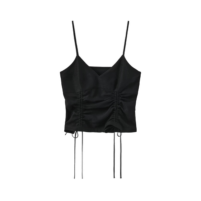 肌理醋酸抽褶吊带背心SENSEAWEEK