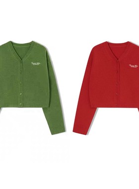 新款山羊绒针织开衫 字母纽扣V领上衣 CONCISE WHITE