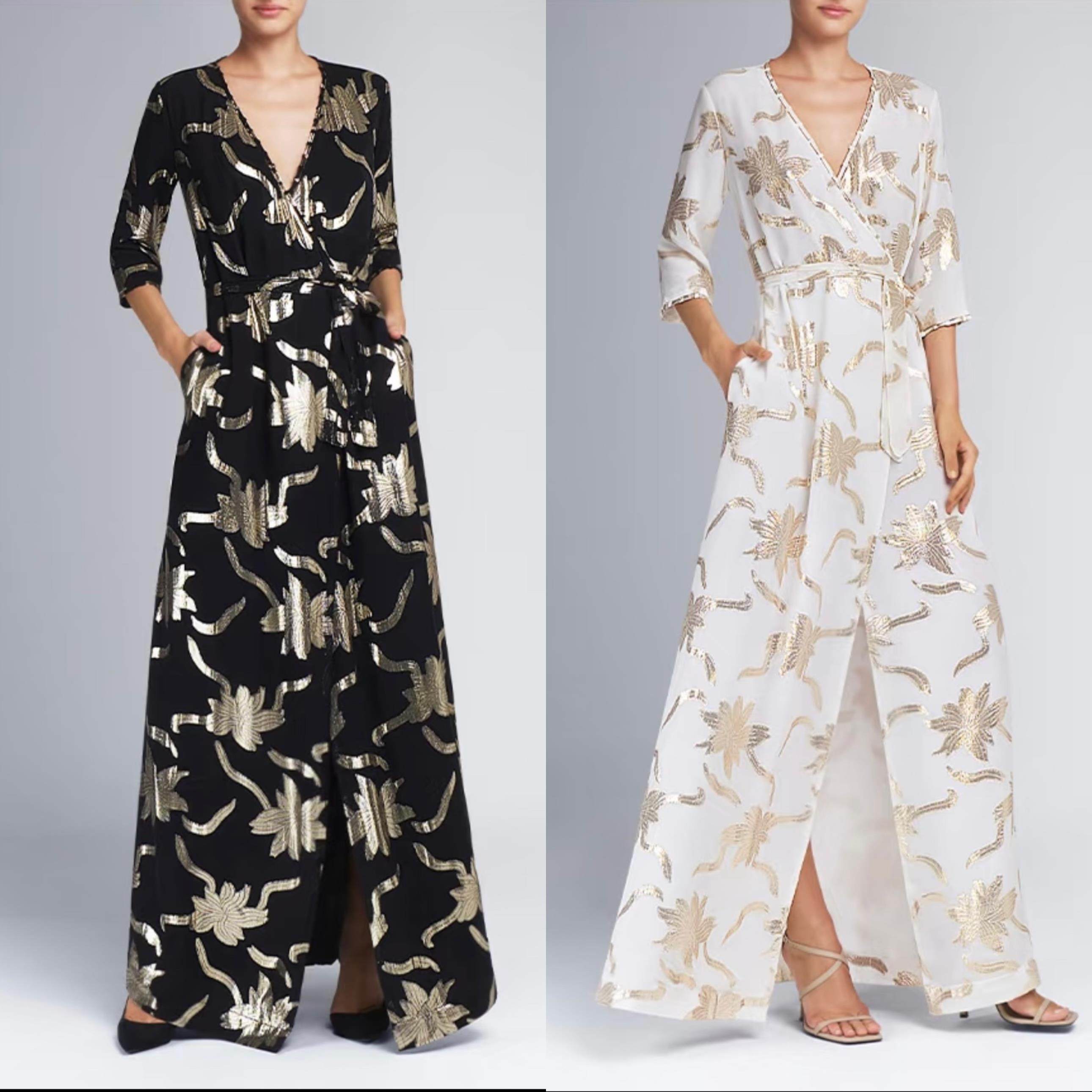 Faye真丝烫金围裹式连衣裙瑞典CG