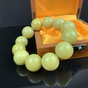 黄白老玉手串 辽宁岫玉和田玉手链籽料河磨玉男士手串20MM手链