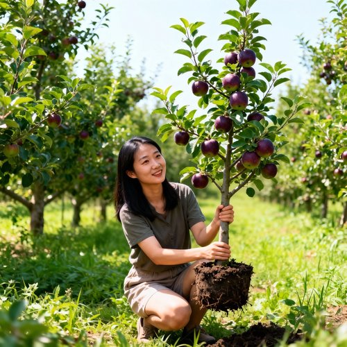 黑钻苹果树苗嫁接冰糖心黑卡苹果树苗南北方种植盆栽地栽当年结果