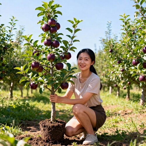 苹果树苗盆栽南方北方种植地栽冰糖心苹果苗活苗矮化果树当年结果