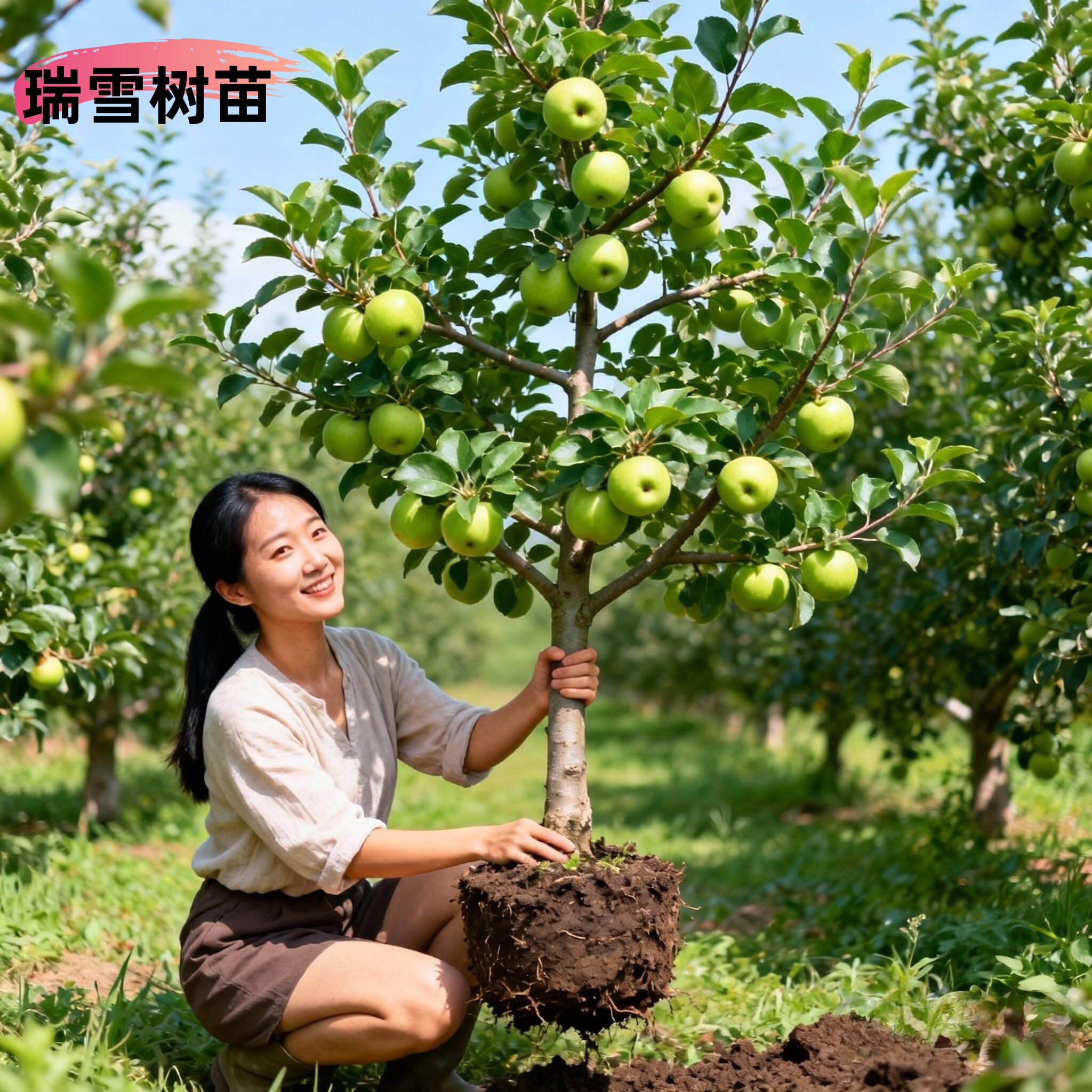 瑞雪苹果树果苗南北方庭院种植耐寒特大号盆栽嫁接青苹果当年结果