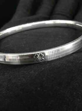 足银手镯闭口七彩拉丝外方内时尚百搭手镯60#