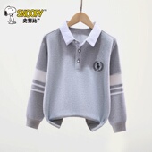 百搭长袖 上衣打底衫 T恤厚 儿童翻领polo衫 史努比男童卫衣秋冬新款