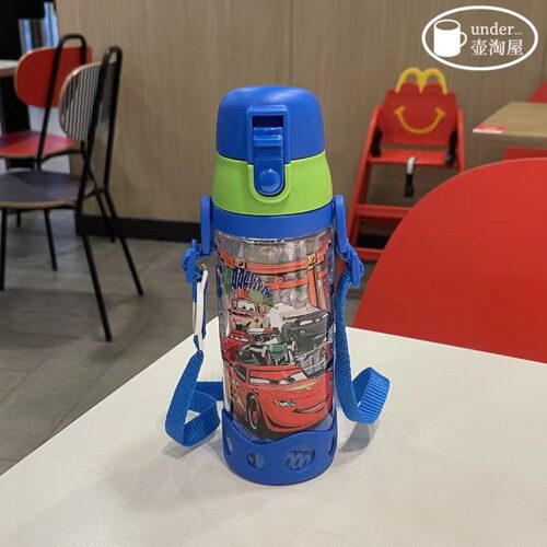 迪士尼 汽车麦昆 WD-4269 儿童学生弹跳直饮防摔水壶防漏背带水杯