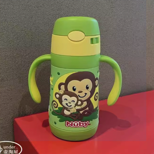 Nuby 努比 婴儿宝宝儿童 保温 防滑手柄不锈钢保温吸管水杯 10434