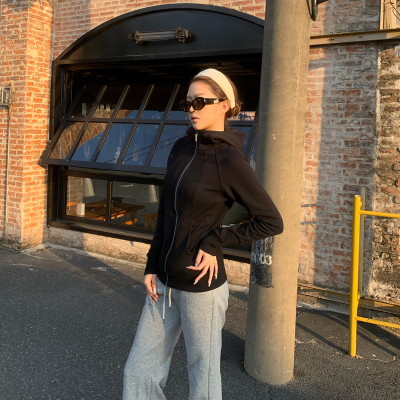 sunn21 连帽卫衣外套女纯色修身显瘦长袖秋冬拉链连帽衫瑜伽上衣